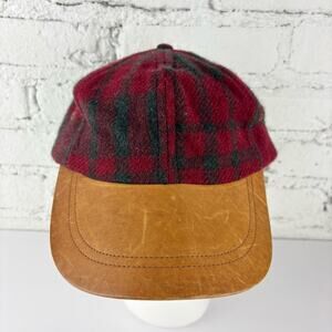 Vintage Y2K Tommy Hilfiger Tartan Flannel Wool Leather Bill Hat
